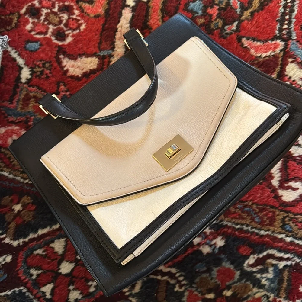 Kate Spade Chantelle Walter Place Satchel Purse Neutrals Black Pink White‎